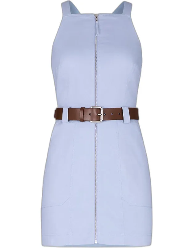 Sleeveless Belted Cotton Mini Dress