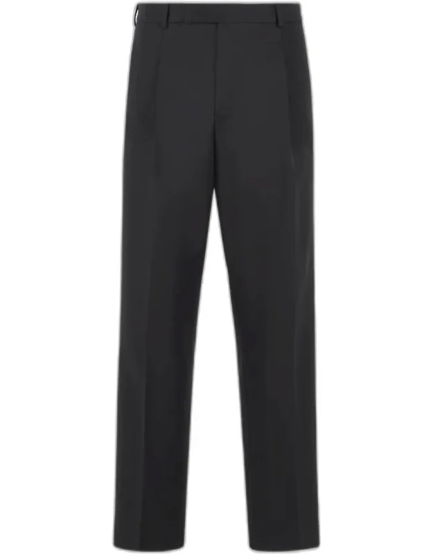 'quindici Black Virgin Wool Pants With Belt Loops And Side Slit Pockets'