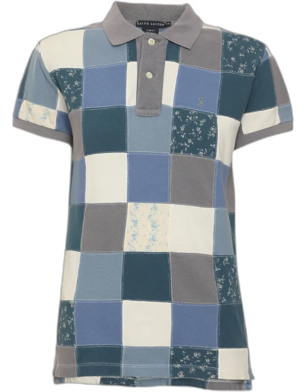 Multicolor Cotton Pique Patch Check Slim Fit Polo T-shirt