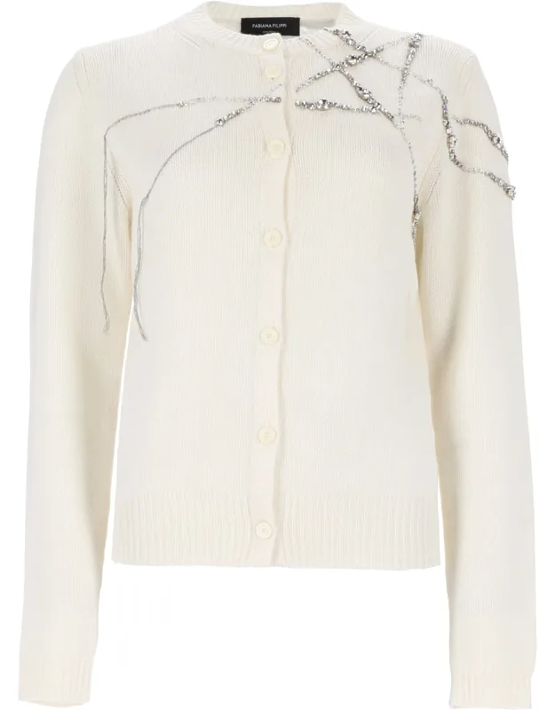 Cardigan With Rhinestone Embroidery