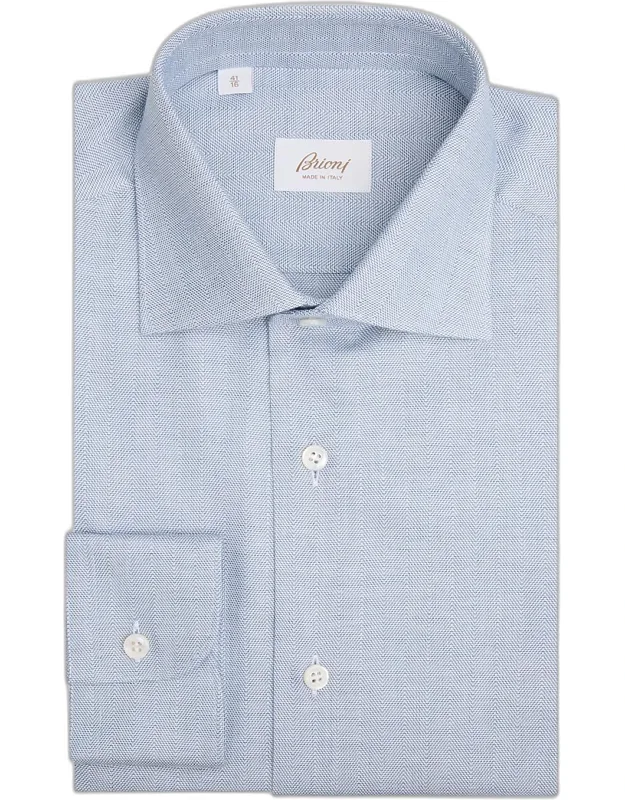 Cotton Herringbone Dress Shirt
