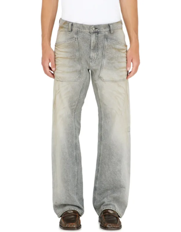 Relaxed Jeans Regular Waist D-zeta, Utility Pockets, Herringbone Pattern