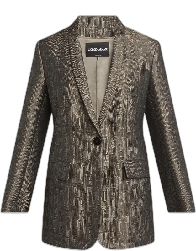 Silk Jacquard Single-breasted Blazer