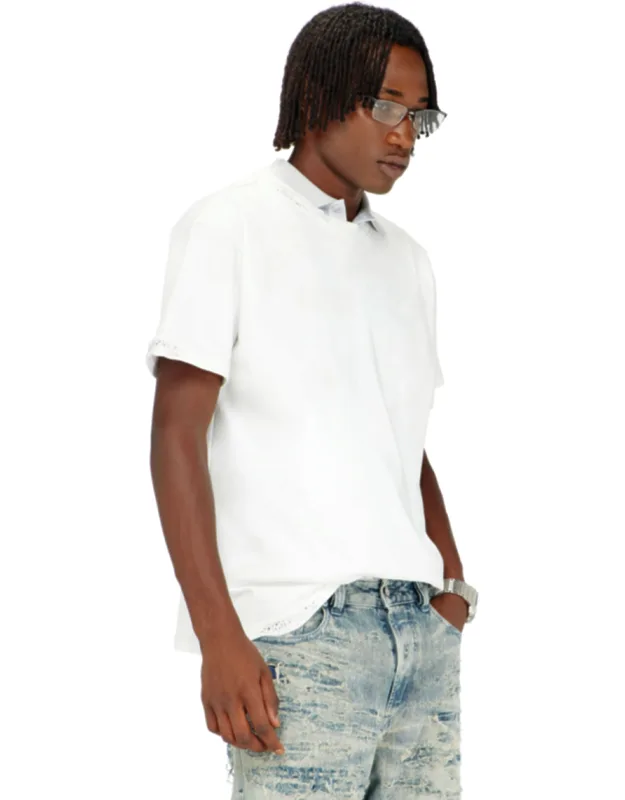 T-shirt With Frayed Edges And Crystal Details