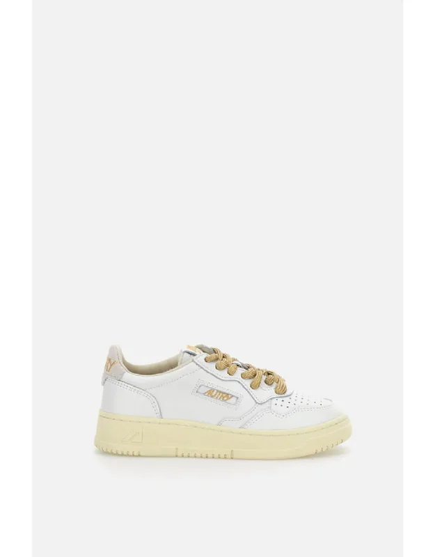 Medalist Low Sneakers In Leather And Lurex With Perforated Detailing And Rubber Outsole