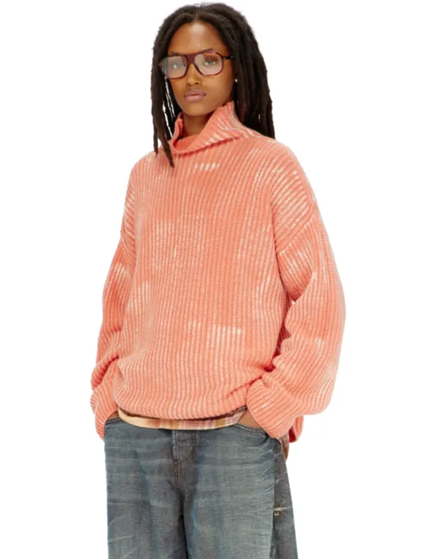 Funnel-neck Jumper In Ribbed Wool Blend