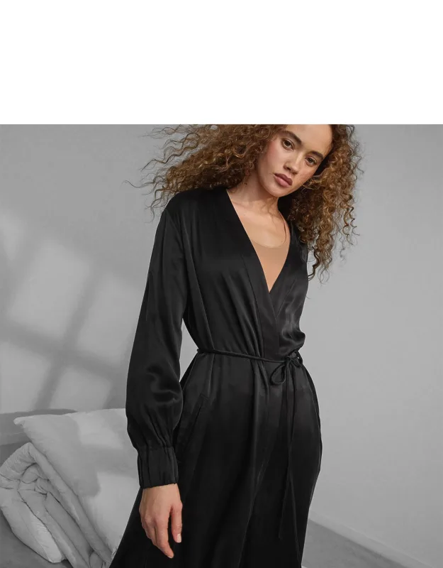Washable Silk Long Robe