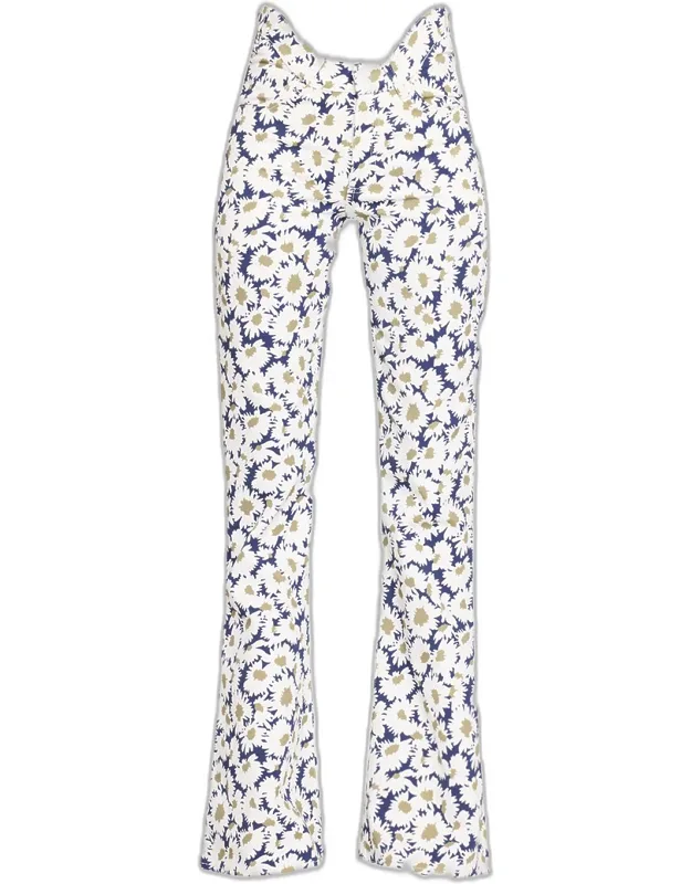 Arched Waist Floral Flare Jeans