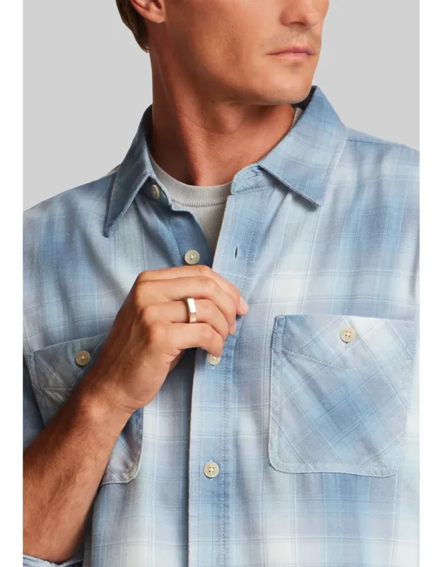 Weatherproof Vintage Traditional Fit Burnout Plaid Button Up Shirt