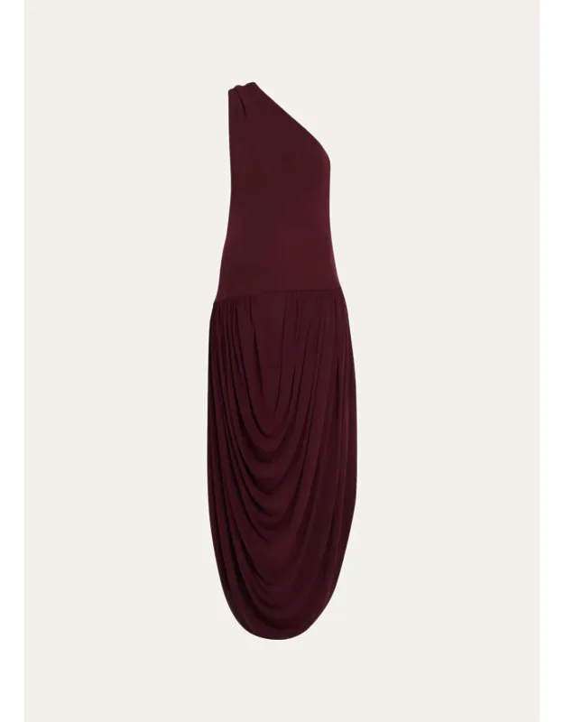 Draped One-shoulder Maxi Dress