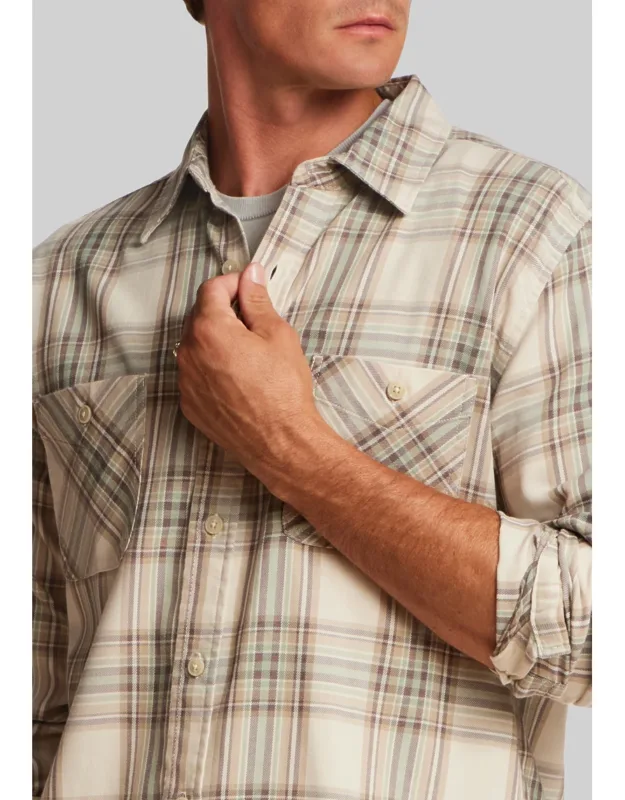 Weatherproof Vintage Traditional Fit Burnout Plaid Button Up Shirt