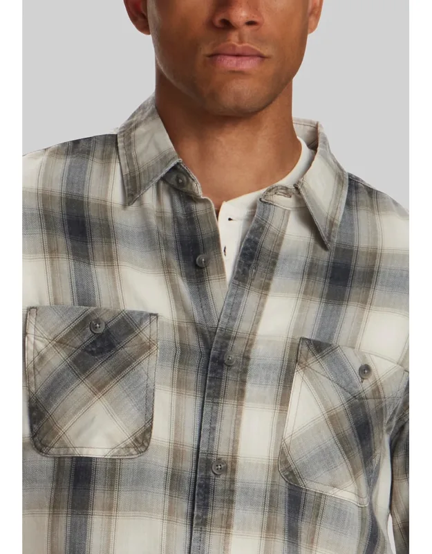 Weatherproof Vintage Traditional Fit Burnout Plaid Button Up Shirt
