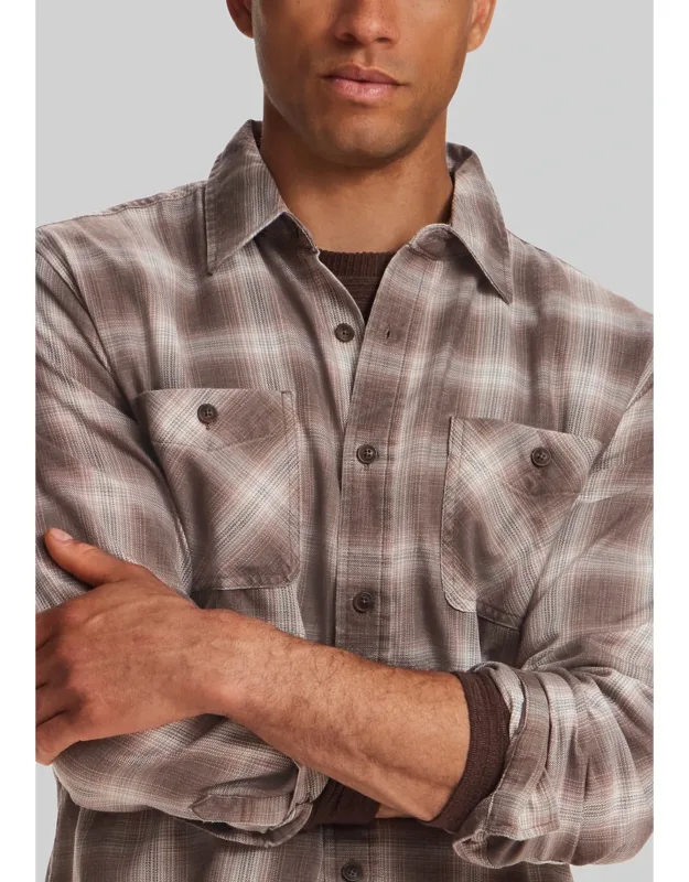 Weatherproof Vintage Traditional Fit Burnout Plaid Button Up Shirt