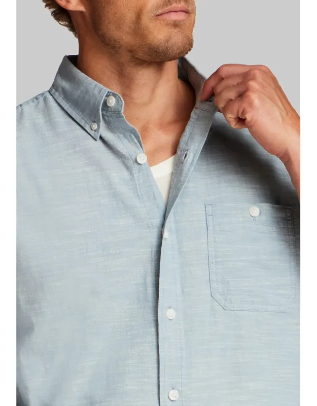 Weatherproof Vintage Traditional Fit Faux Linen Button Up Shirt