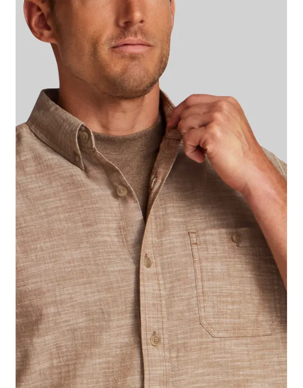 Weatherproof Vintage Traditional Fit Faux Linen Button Up Shirt