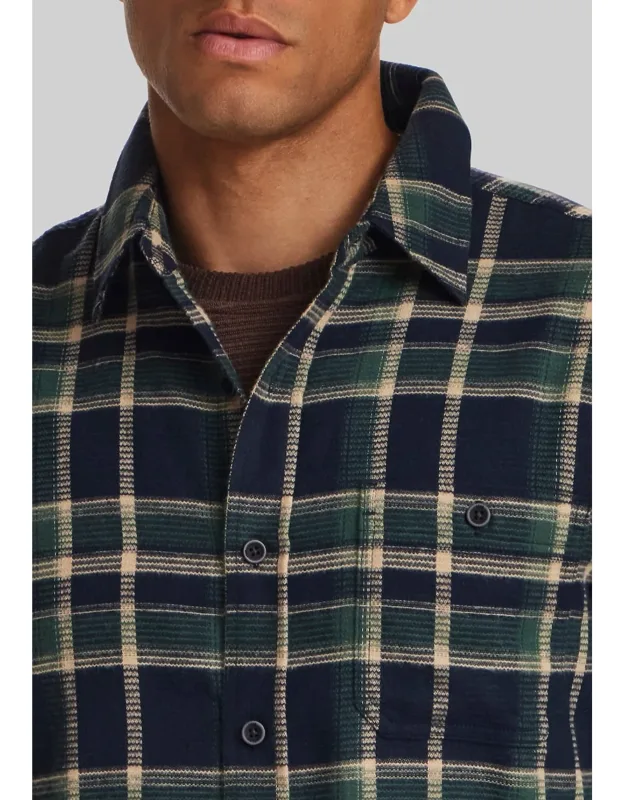 Weatherproof Vintage Traditional Fit Plaid Waffle Flannel Button Up Shirt