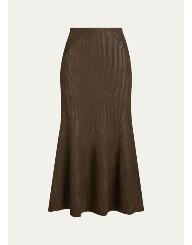 Foiled Rib-knit Sweater Skirt