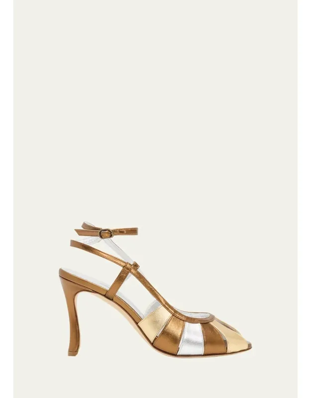 90mm Metallic Leather Sandals