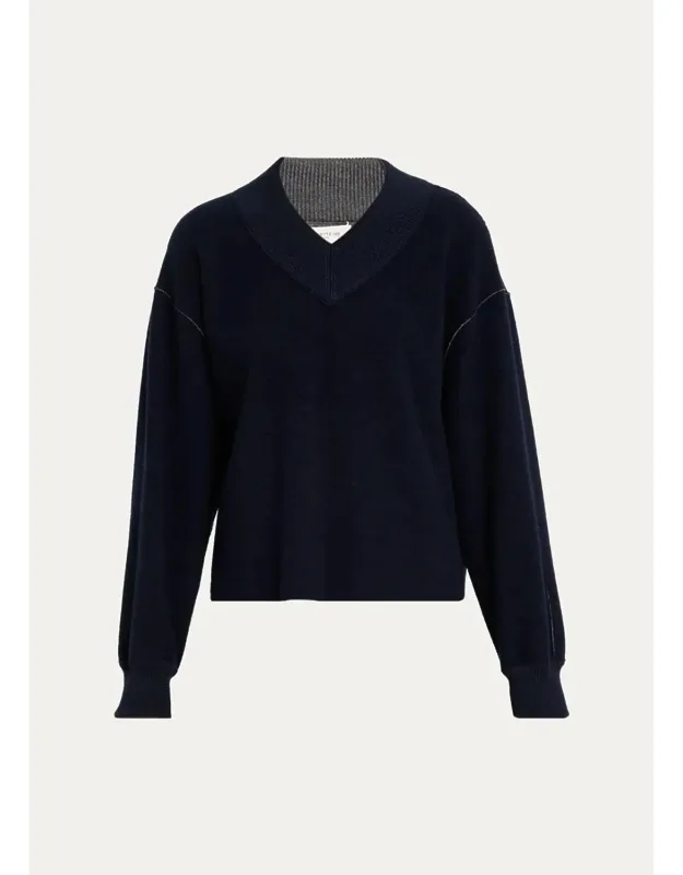 Reversible V-neck Knit Sweater