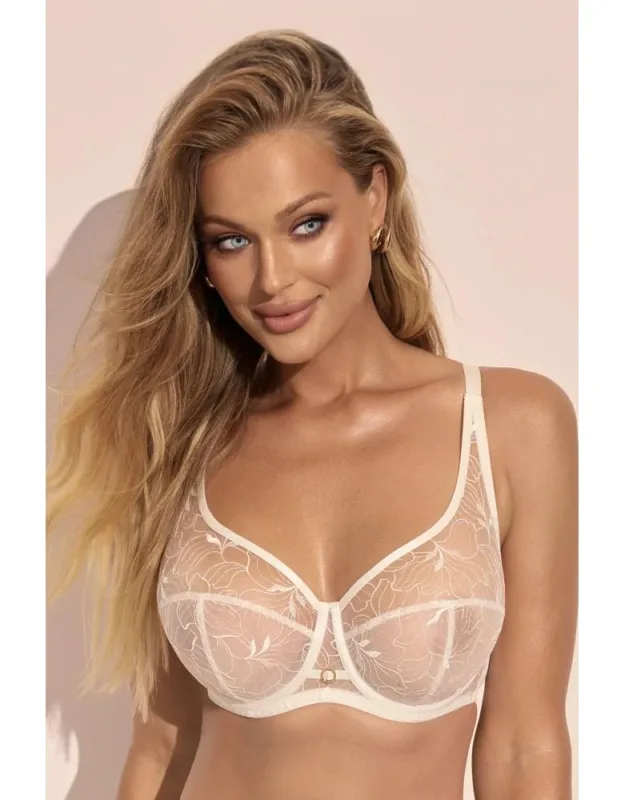 Sheer Mesh Embroidered Plunge Bra