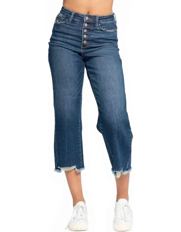 Marshall High Rise Button Fly Wide Leg Crop Jeans