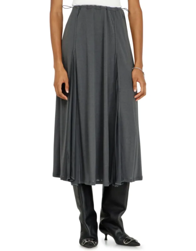Midi Skirt In Ribbed Jersey And Chiffon