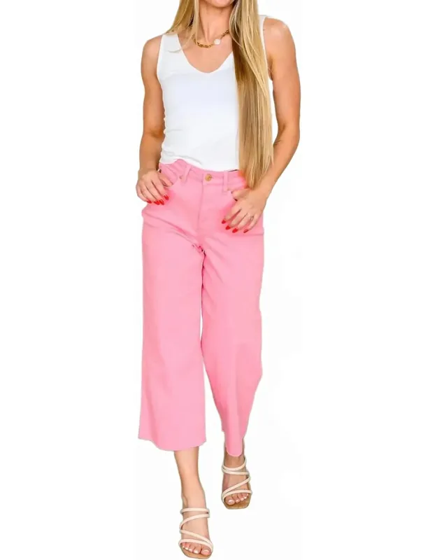 High Rise Tummy Control Wide Leg Crop Jeans