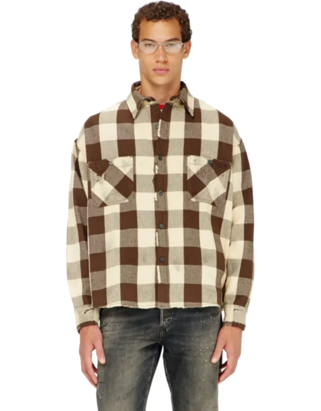 Check Flannel Shirt With Distressed Effect