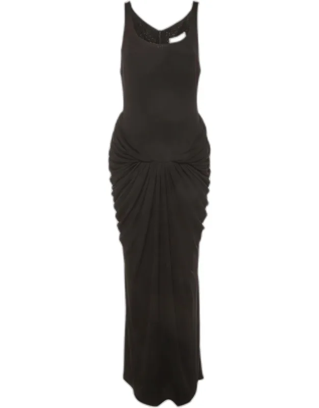 Knit Draped Sleeveless Maxi Dress