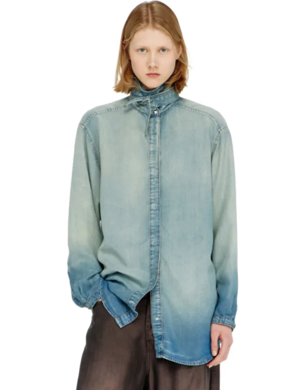 Shirt In Marbled Fluid Denim
