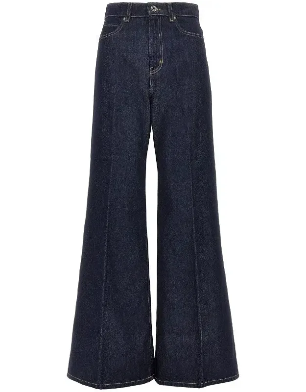 Cotton Denim Wide-leg Jeans