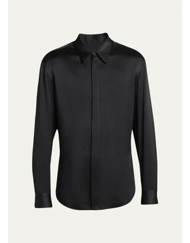 Printed Silk Button-front Shirt