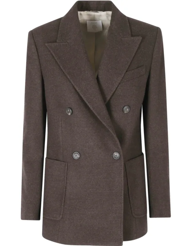 Moro Double-breasted Peak Lapel Patch Pocket Wool Blazer