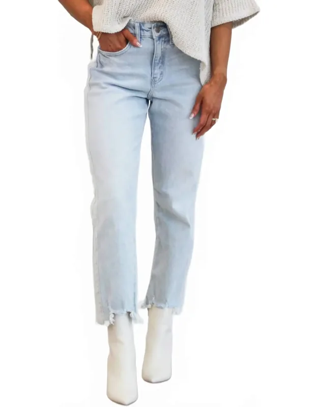 High Rise Striped Straight Leg Jeans