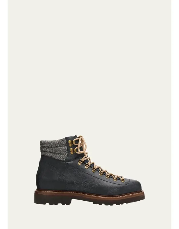 Leather Lug-sole Ankle Boots