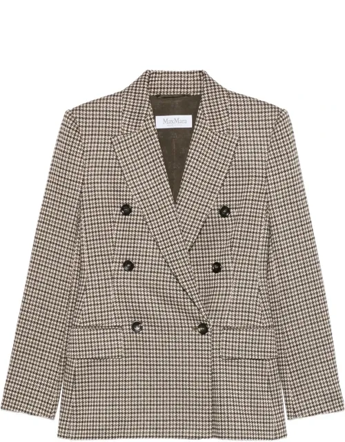 Houndstooth-pattern Double-breasted Blazer