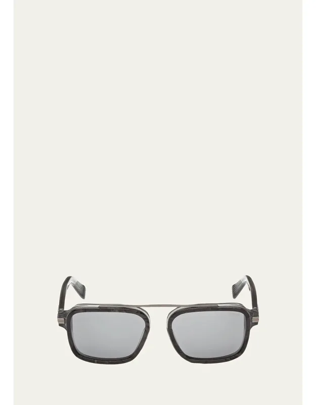 Acetate And Titanium Rectangle Sunglasses