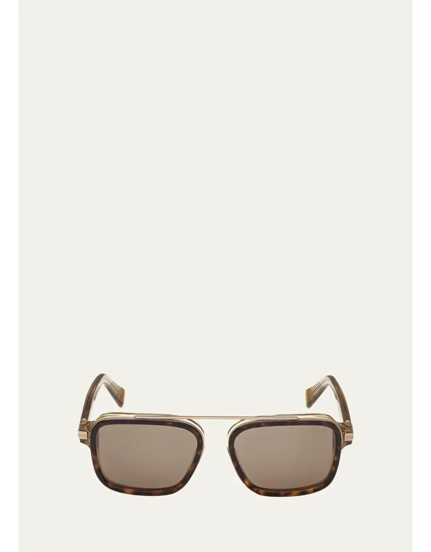 Acetate And Titanium Rectangle Sunglasses