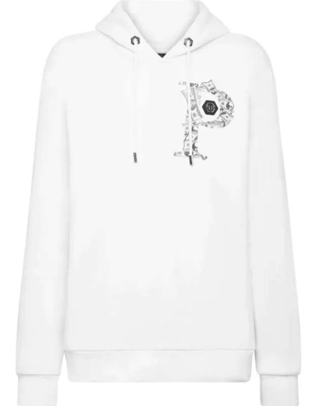 Hoodie Sweatshirt With Saffian Leather Pp Hexagon And Pouch Pocket
