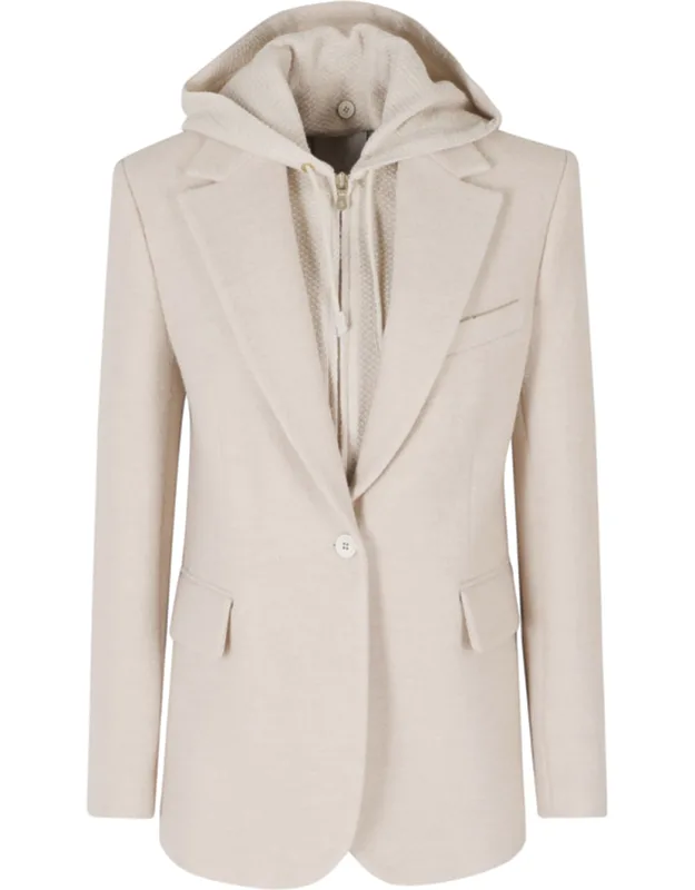 Hooded Bib Wool Blazer