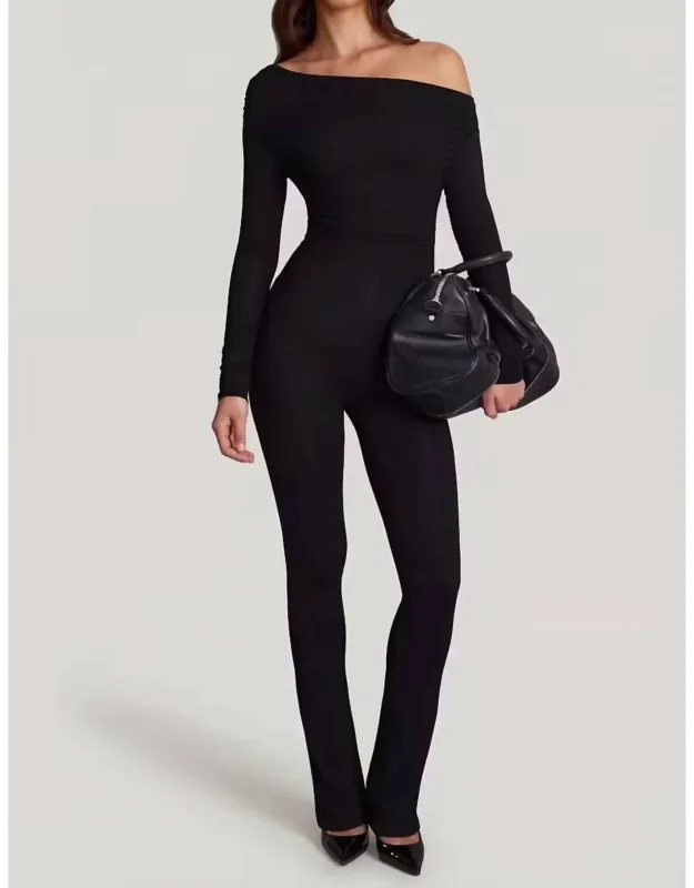 Erisen Modal Off-shoulder Long-sleeve Jumpsuit
