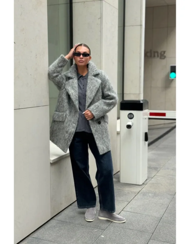 Mohair Wool Midi Coat