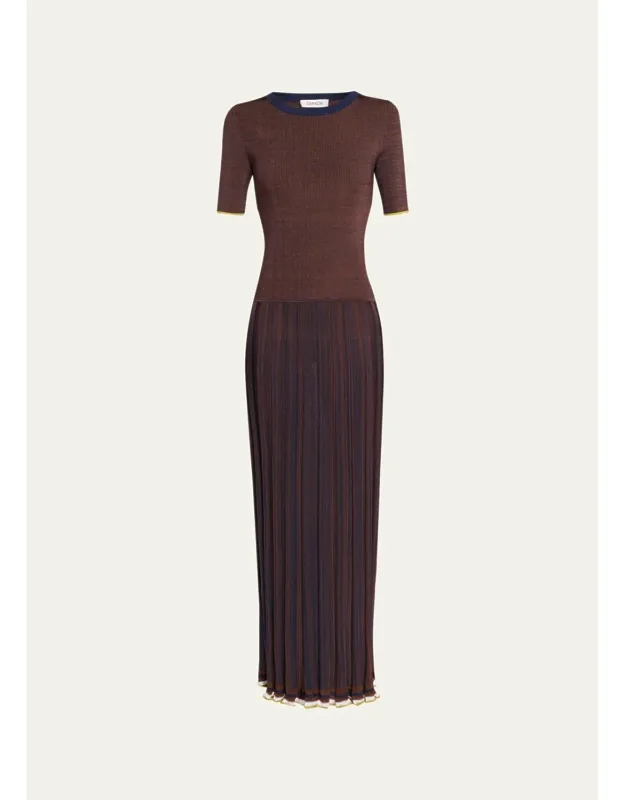 Fine Rib Short-sleeve Maxi Dress