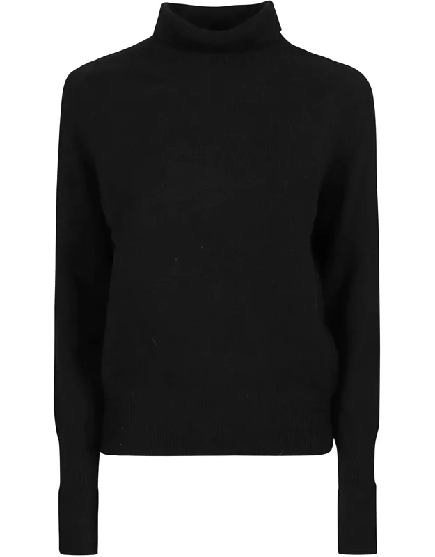Cropped Turtleneck Sweater With Ribbed Details
