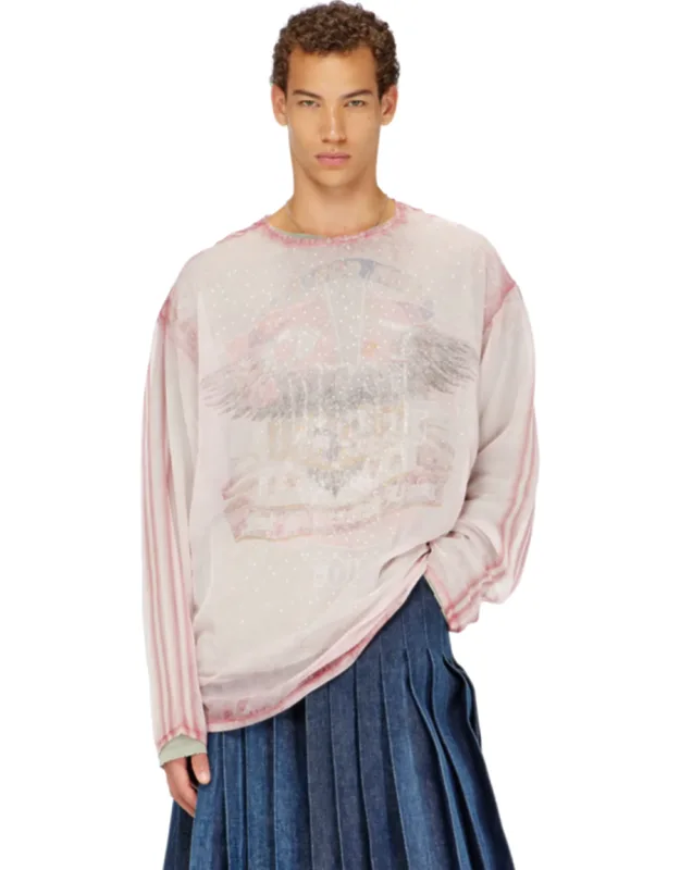 Sheer Chiffon Top With Concert Graphics