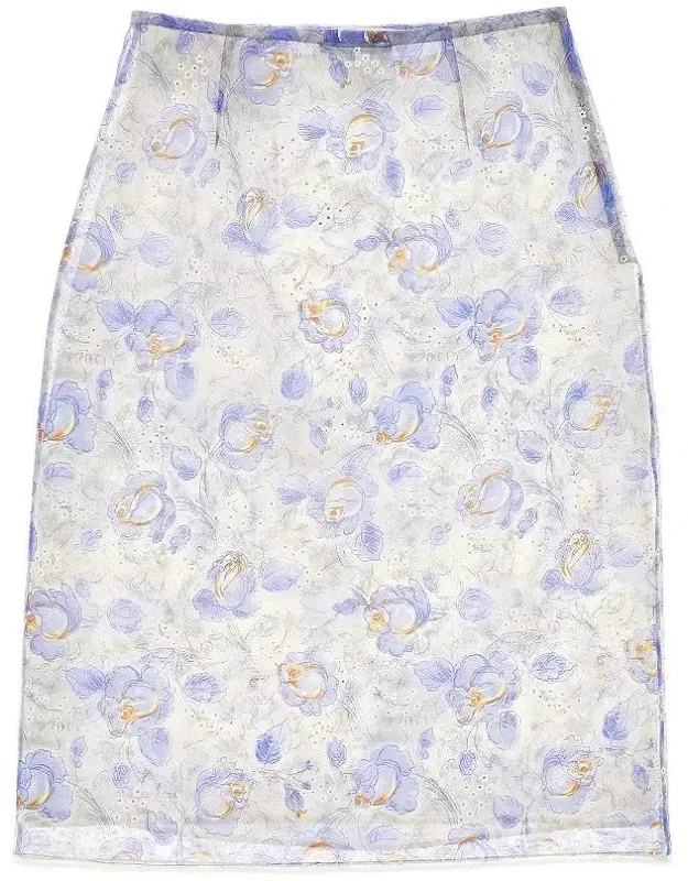 Printed Nylonette Midi Skirt