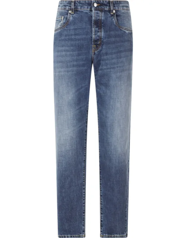 Newman Five-pocket Tapered Cotton-blend Jeans