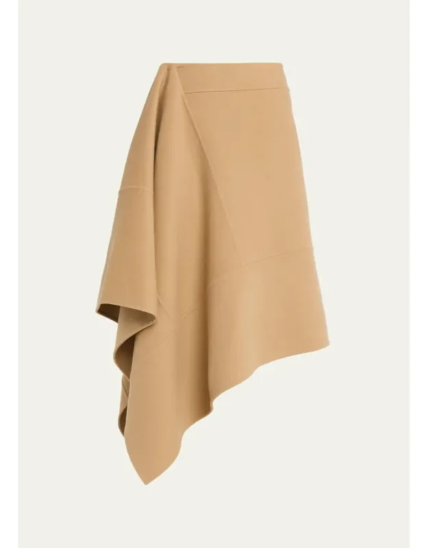 Asymmetric Wool Midi Skirt
