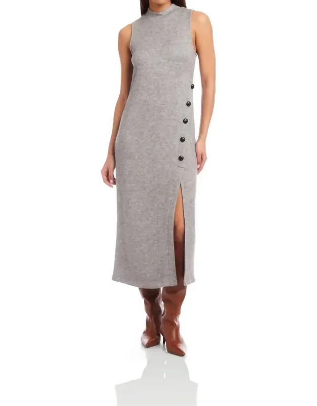 Button Detail Midi Dress