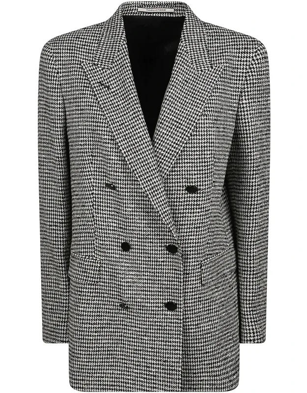 Double-breasted Houndstooth Blazer